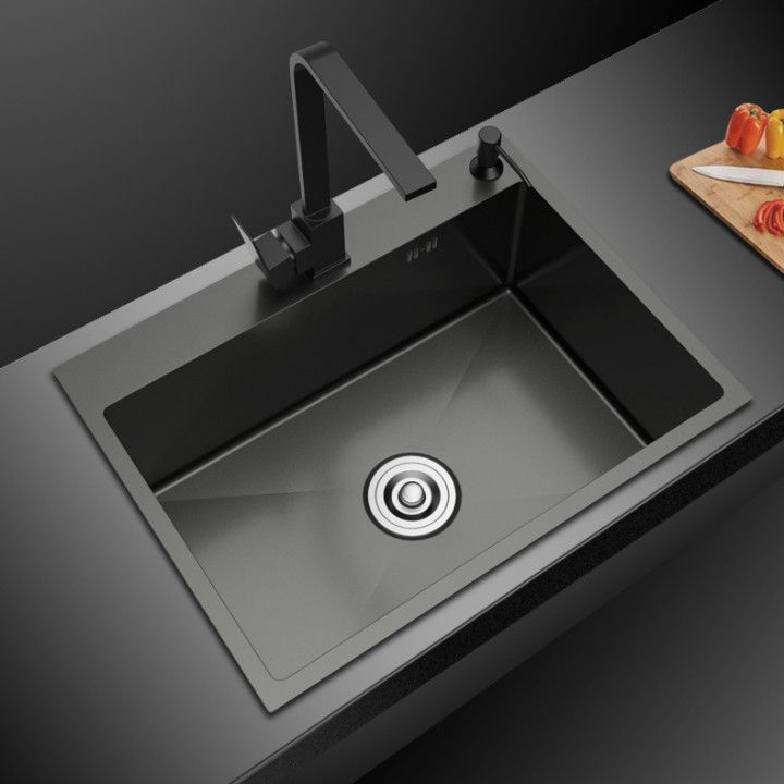 black nano stainless steel sink 55 45cm 201 handmade single bowl t 