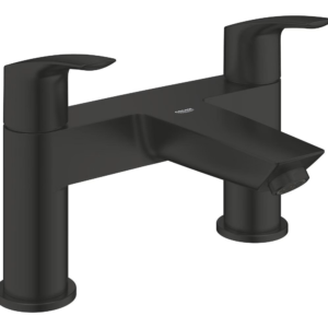 GROHE Eurosmart dual-handle bath filler in matt black with modern deck-mounted design