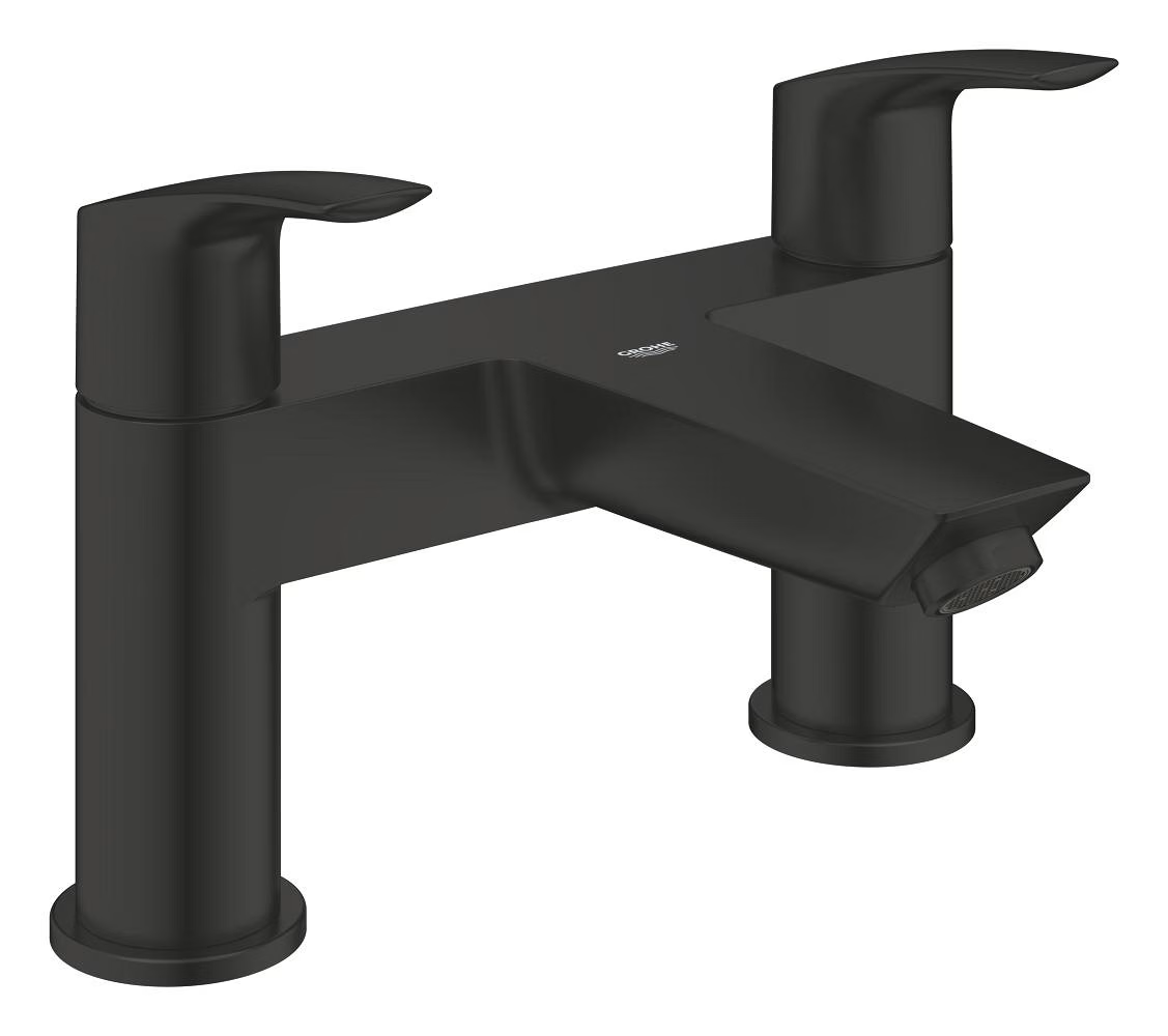 two handled bath filler 0.5inch GROHE Eurosmart dual-handle bath filler in matt black with modern deck-mounted design